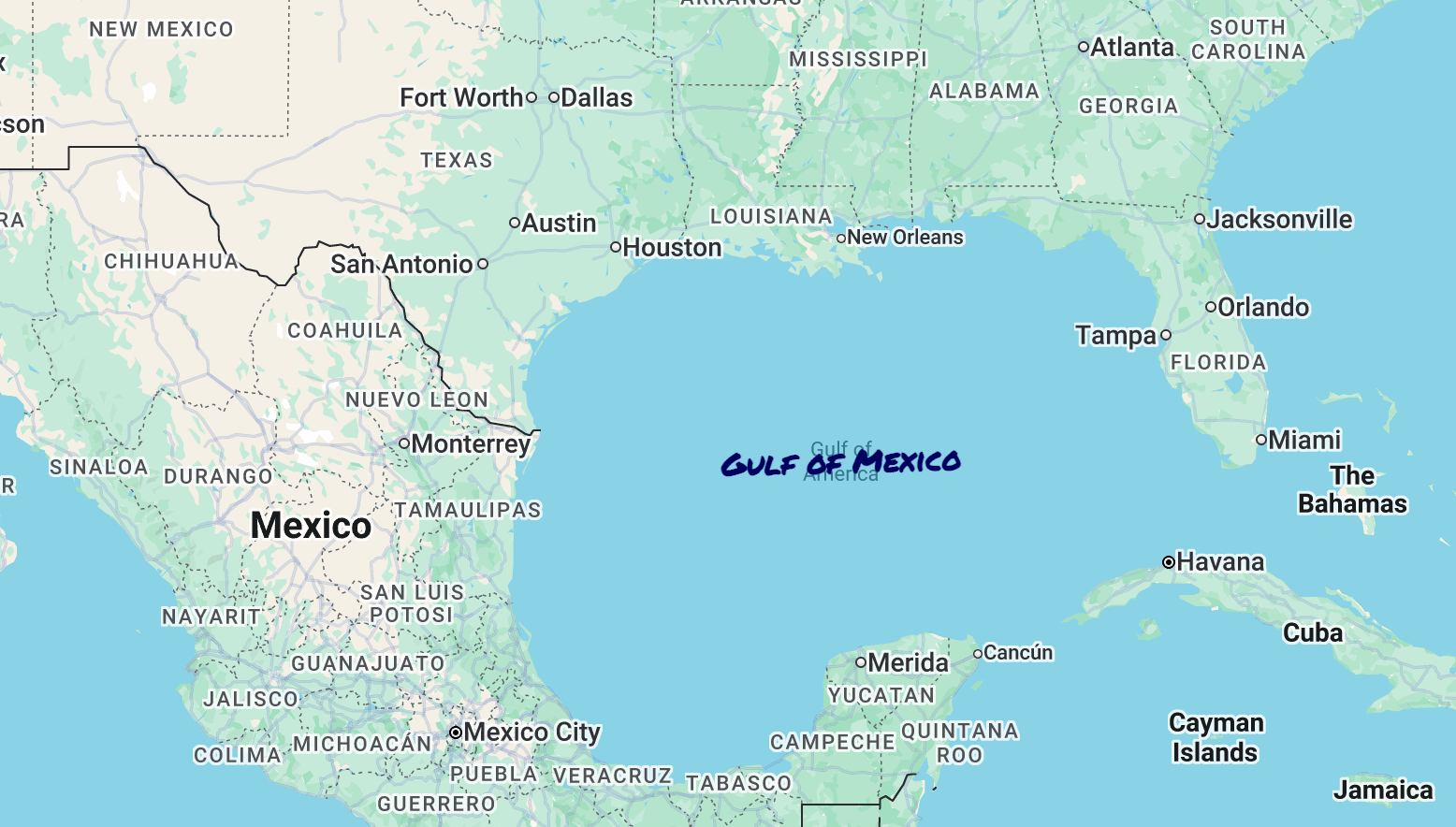 Map showing Gulf of Mexico label change